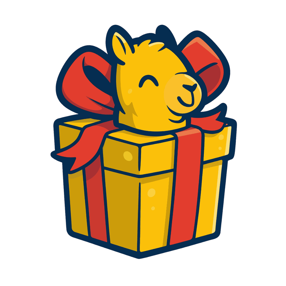 Lama-Karte mit Lama in Geschenkbox, besondere Sammelkarten für Lama-Fans.