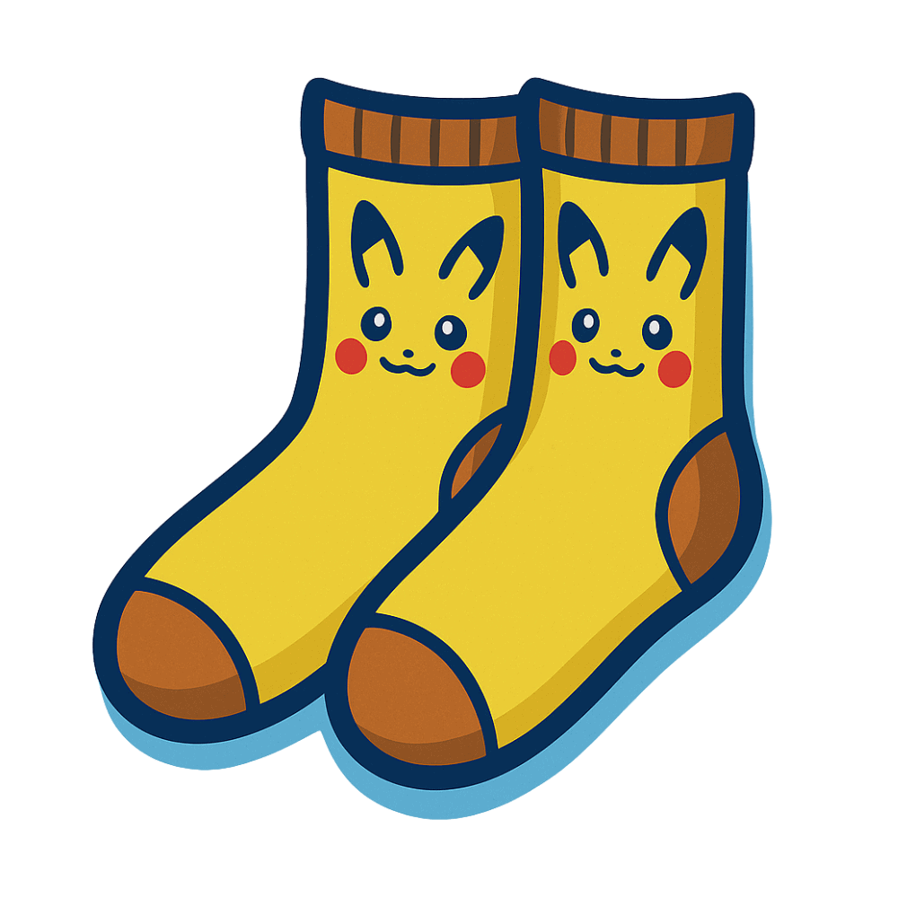 Bunte Pikachu-Socken mit Cartoon-Design, lustige Beinsocken für Kinder und Erwachsene.