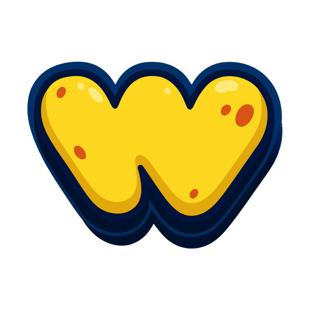 Gelbes Herz-Symbol in Comicsstil, symbolisiert Liebe und Freundschaft.