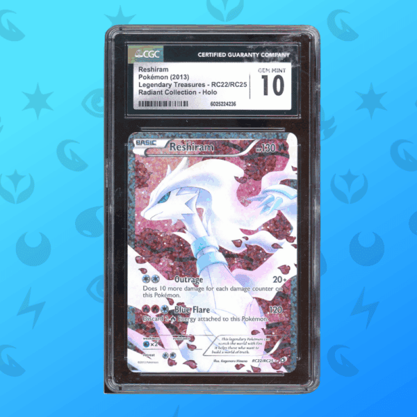 Reshiram Pokémon Karte, legendäre Sammelkarten mit PSA 10 Bewertung, Transparenz, Sammelobjekt.