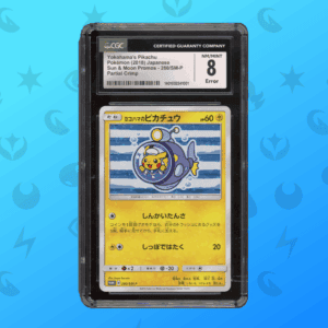 Yokomama Pikachu Pokémon-Karte in Schutzhülle mit PSA Bewertung 8.