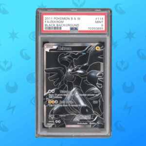 Starkes Pokémon Zekrom aus der Schwarz-Background-Edition, PSA 9 bewertet, wunderschönes Sammelkarten-Design.