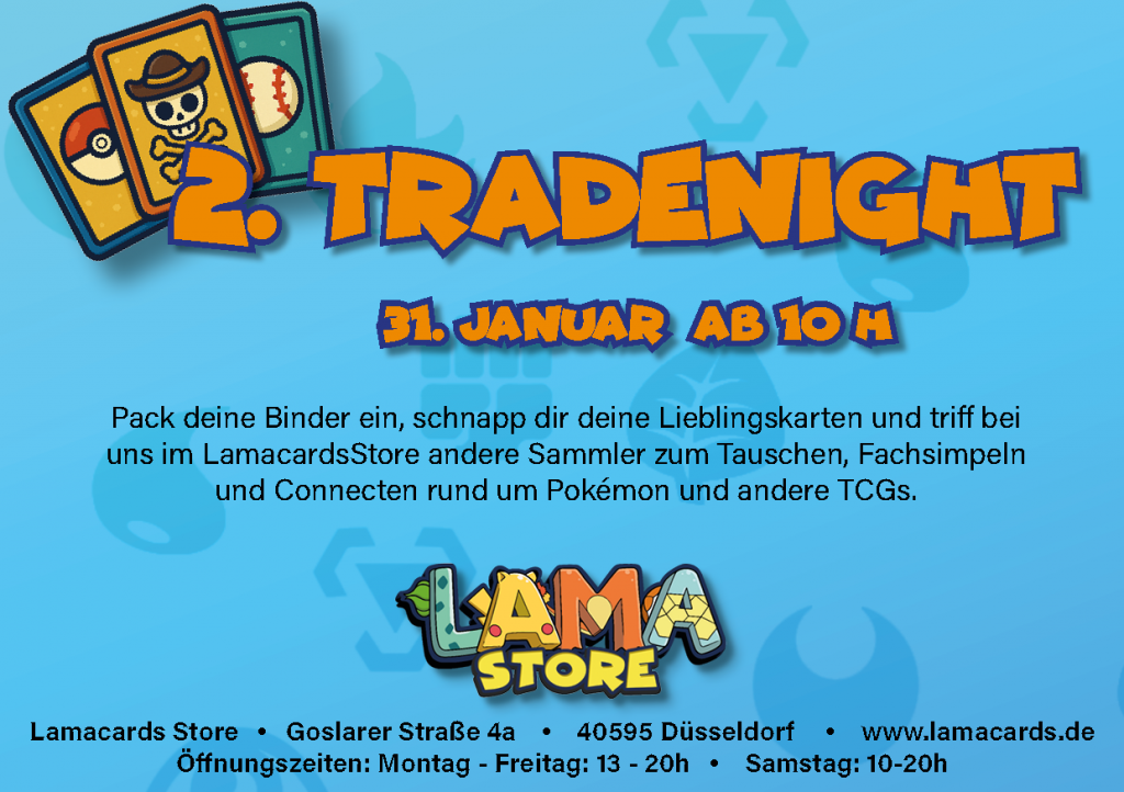 Tradenight Sammelkarten Lamacards Store, TCG Trading, Düsseldorf, NRW